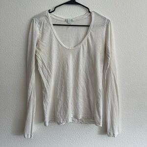 James Perse white scoop neck long sleeve